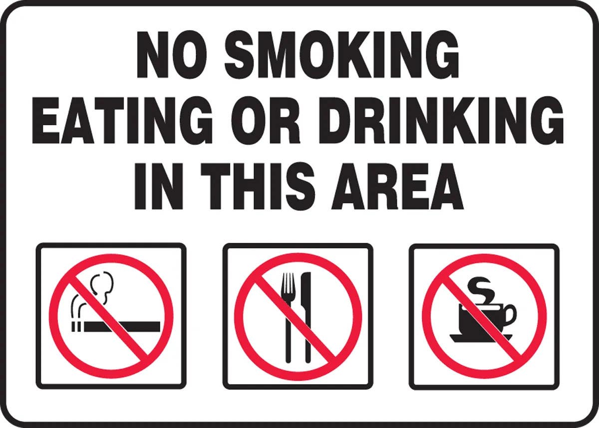 AccuformNMC MSMK40 Safety Sign, No Smoking Eating Or Drinking In This Area