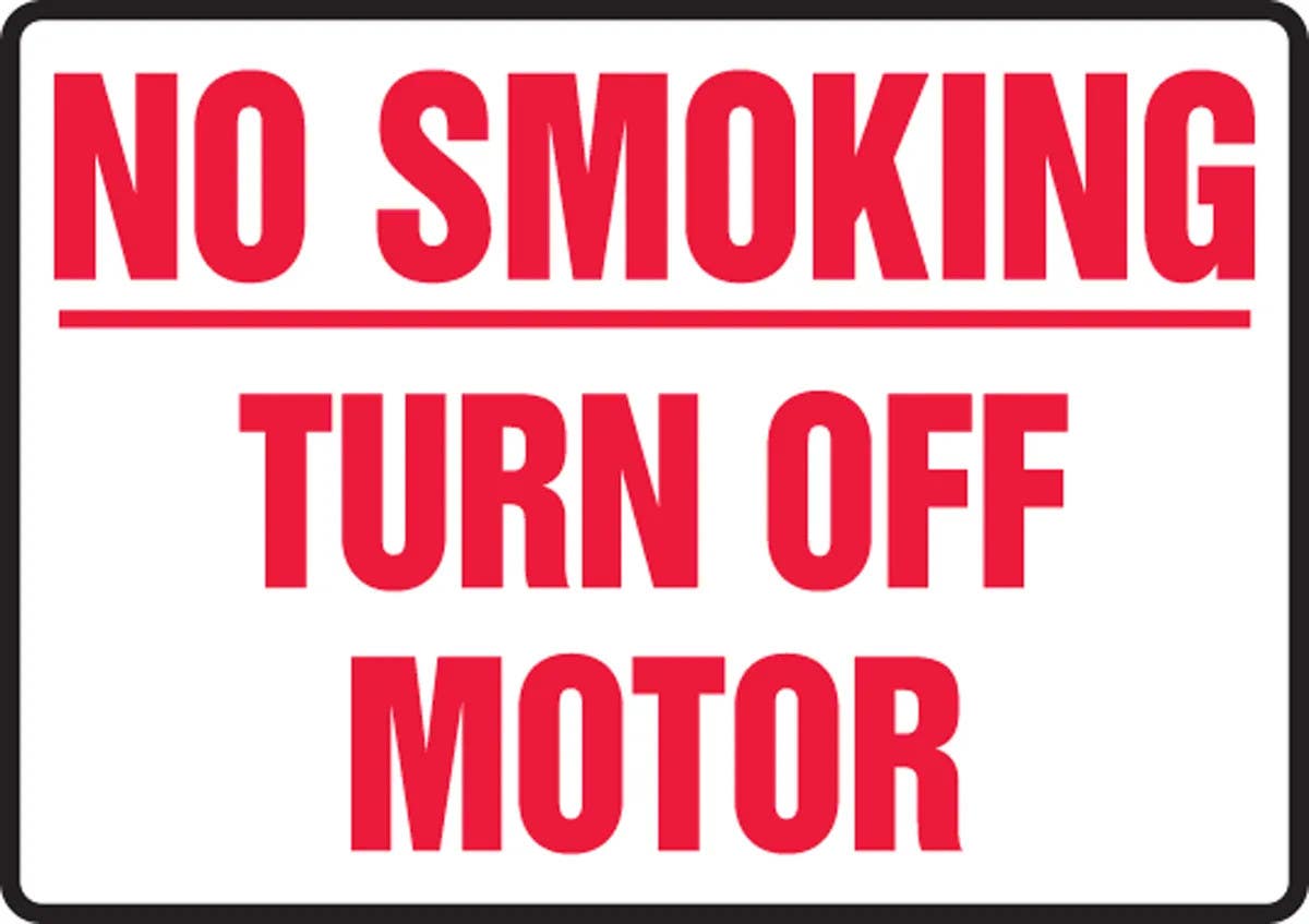 AccuformNMC MSMK No Smoking Safety Sign, Turn Off Motor