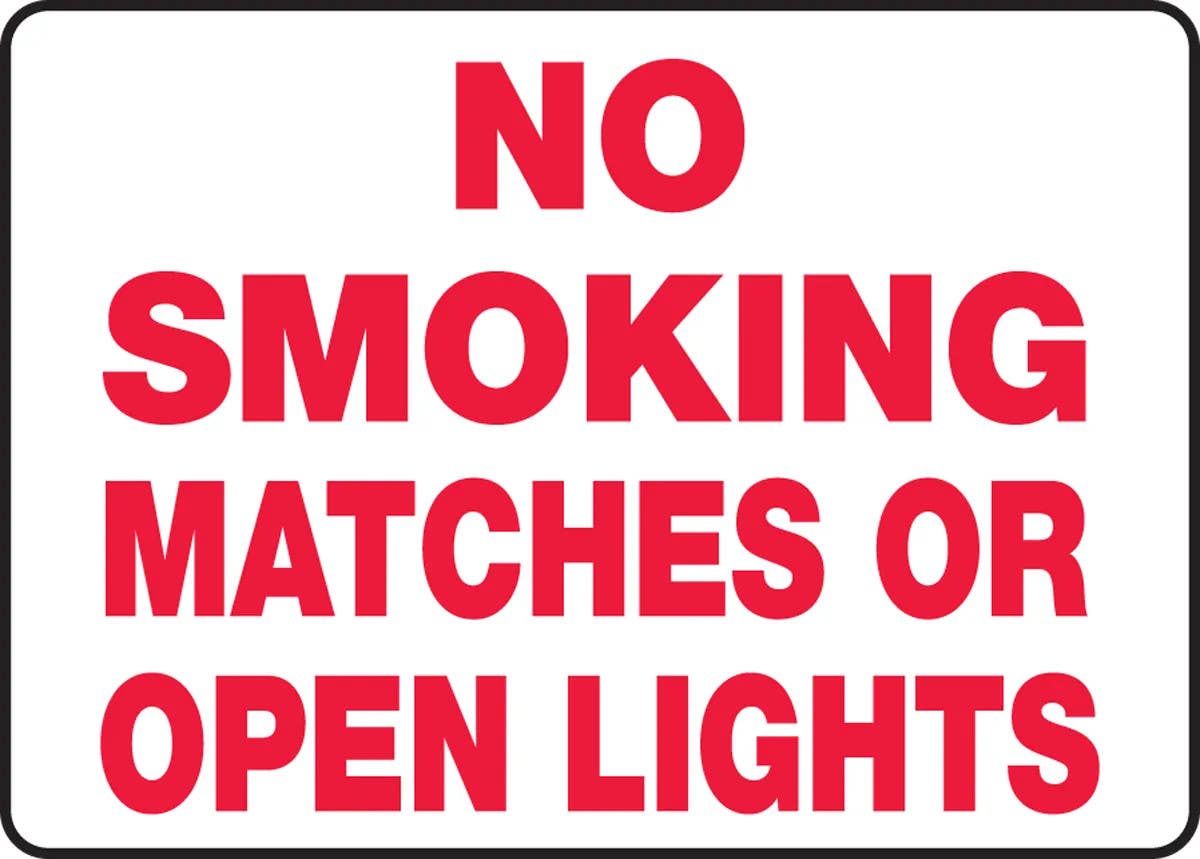AccuformNMC MSMK Smoking Control Sign, No Smoking Matches Or Open Lights