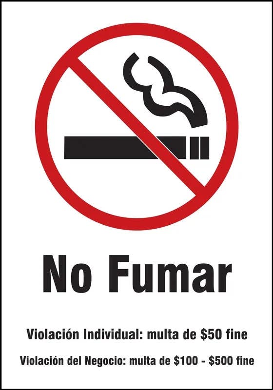 AccuformNMC MSMK47 Spanish Smoking Control Sign, No Fumar