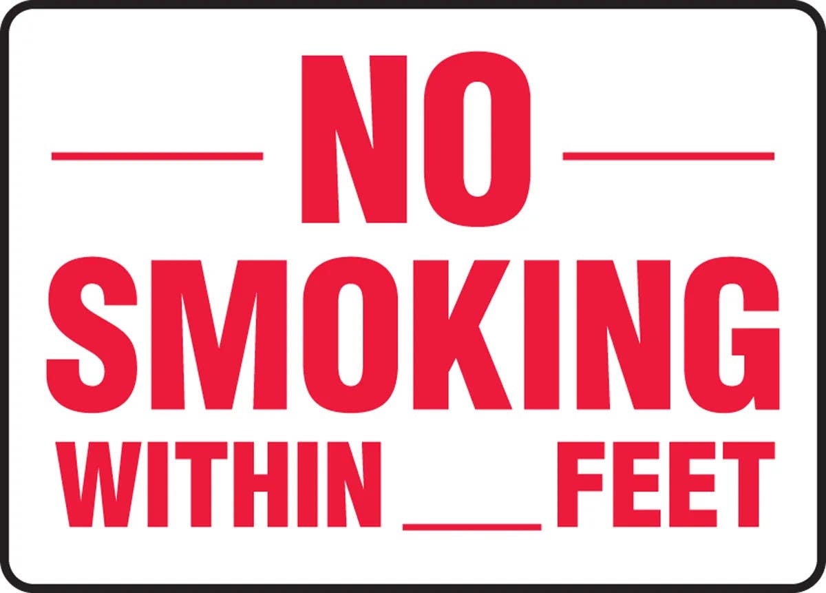 AccuformNMC MSMK Smoking Control Sign, No Smoking Within __ Feet