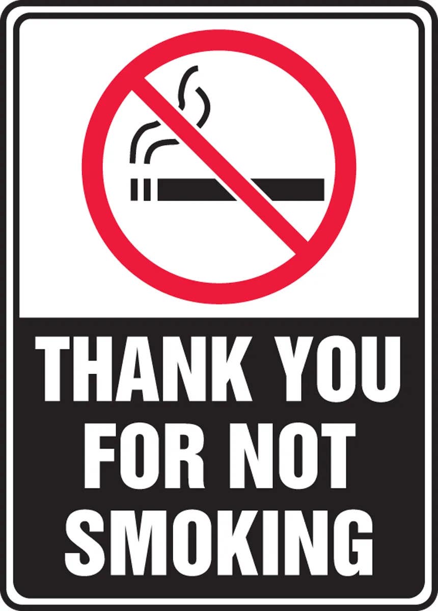 AccuformNMC MSMK5 Smoking Control Sign, Thank You For Not Smoking