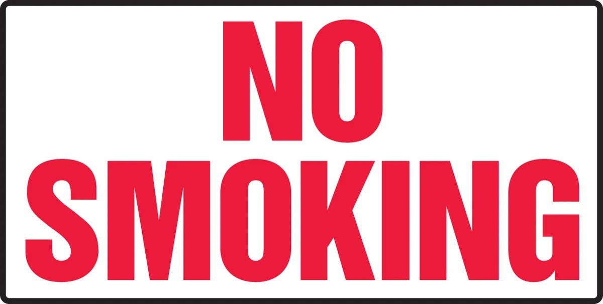 AccuformNMC MSMK534 Smoking Control Sign, No Smoking, 12" H x 24" W