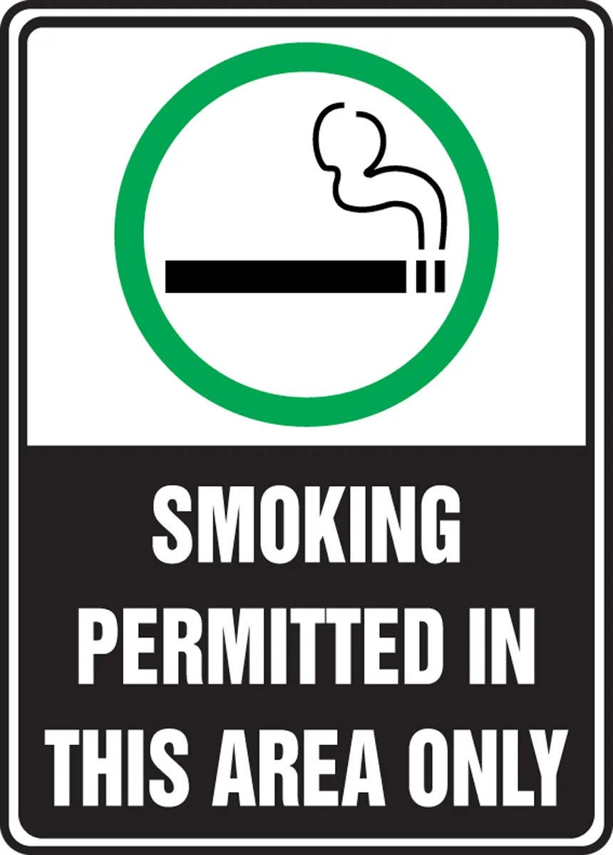 AccuformNMC MSMK53 Safety Sign, Smoking Permitted In This Area Only