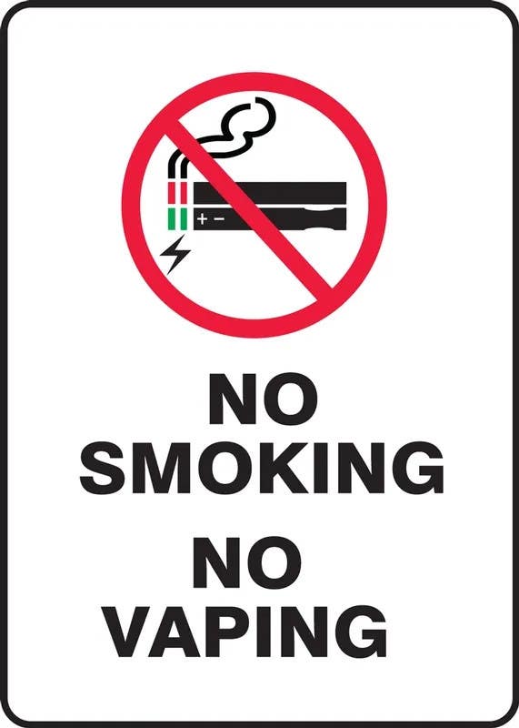 AccuformNMC MSMK543 Safety Sign, No Smoking, No Vaping (Portrait), 10" H x 7" W