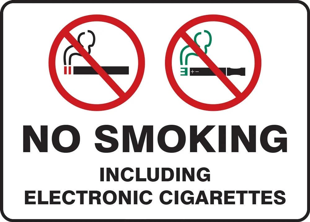 AccuformNMC MSMK544 No Smoking Sign, No Smoking - Including Electronic Cigarettes, 10" H x 14" W