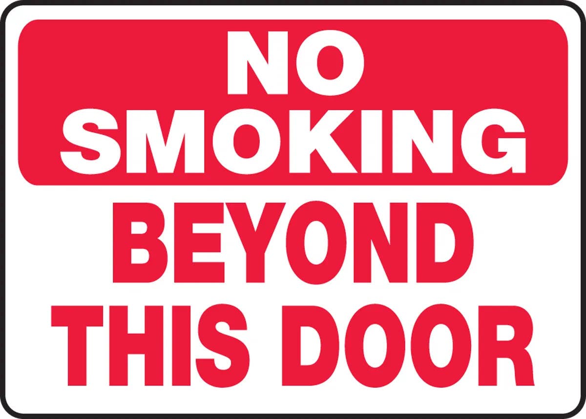 AccuformNMC MSMK563 Smoking Control Sign, No Smoking Beyond This Door, 10" H x 14" W