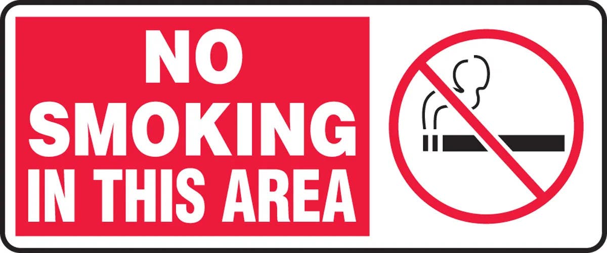 AccuformNMC MSMK577 Smoking Control Sign, Non-Smoking In This Area, 7" H x 17" W