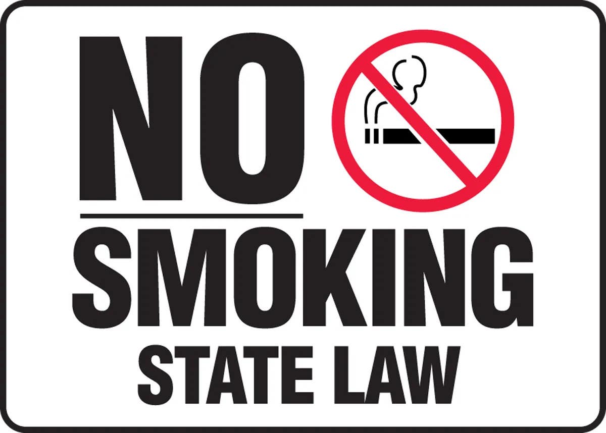 AccuformNMC MSMK579 Smoking Control Sign, Non-Smoking State Law, 10" H x 14" W