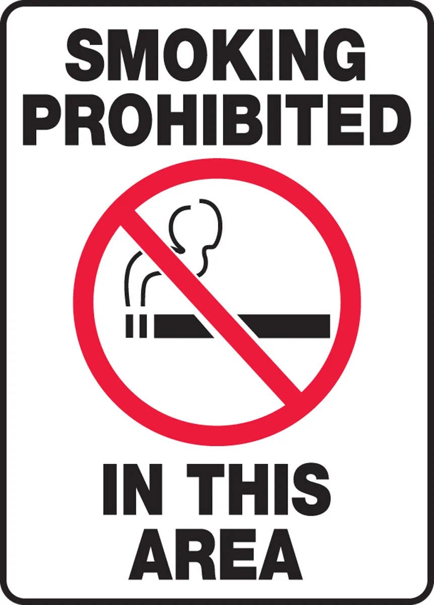 AccuformNMC MSMK582 Smoking Control Sign, Smoking Prohibited In This Area, 14" H x 10" W