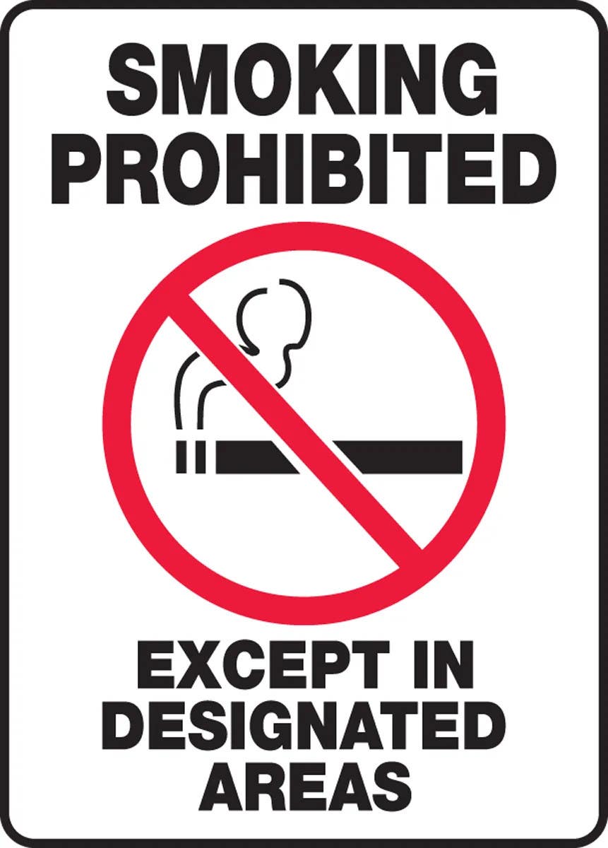 AccuformNMC MSMK584 Smoking Control Sign, Smoking Prohibited Except In Designated Area, 14" H x 10" W