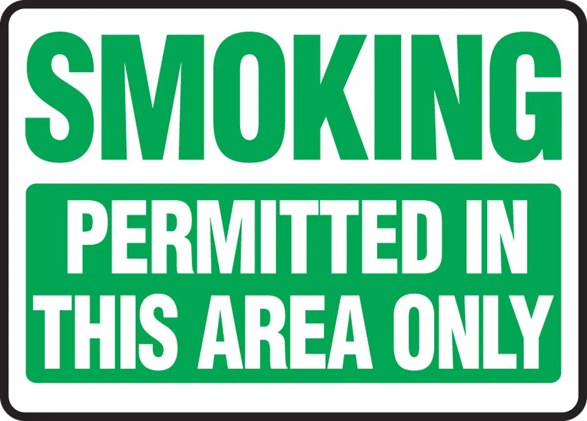 AccuformNMC MSMK588 Smoking Safety Sign, Permitted In This Area Only, 10" H x 14" W