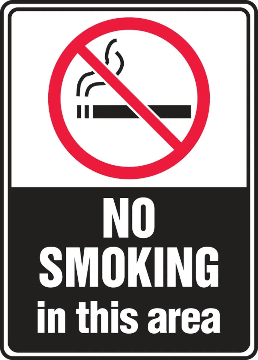 AccuformNMC MSMK59 Smoking Control Sign, No Smoking In This Area (Symbol)