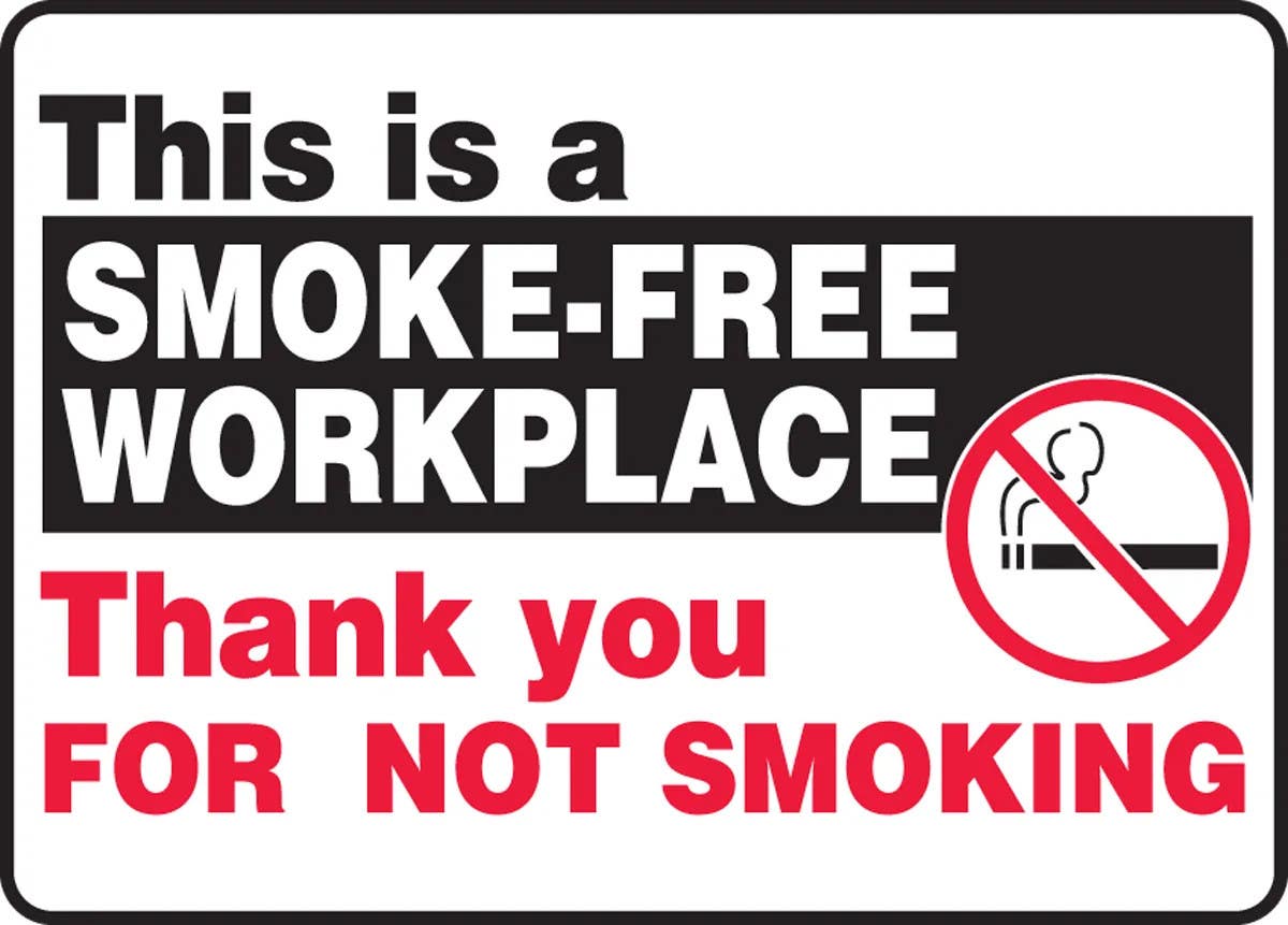AccuformNMC MSMK Smoking Control Sign, This Is A Smoke-Free Workplace, Thank You For Not Smoking