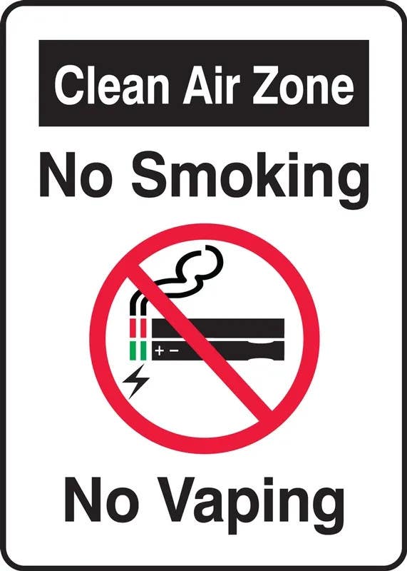 AccuformNMC MSMK710VA Safety Sign, Clean Air Zone, No Smoking, No Vaping, Aluminum, 14" H x 10" W