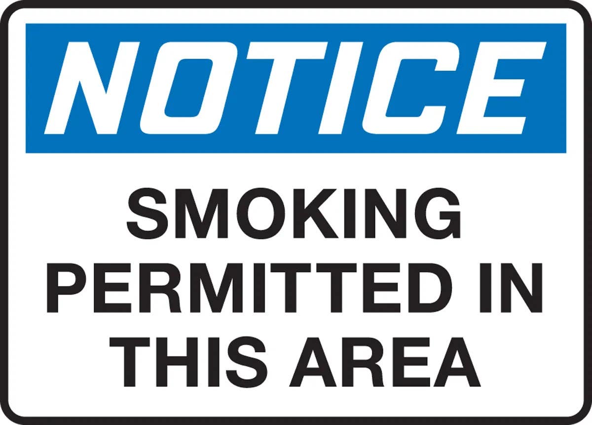 AccuformNMC MSMK8 OSHA Notice Safety Sign, Smoking Permitted In This Area