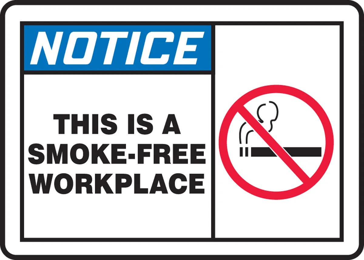 AccuformNMC MSMK82 OSHA Notice Smoking Control Sign, This Is A Smoke-Free Workplace