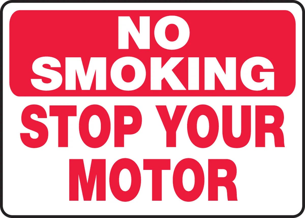 AccuformNMC MSMK901 Smoking Control Sign, No Smoking Stop Your Motor, 10" H x 14" W