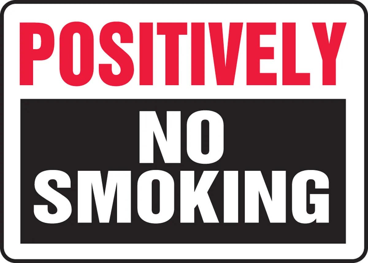 AccuformNMC MSMK Smoking Control Sign, Positively No Smoking