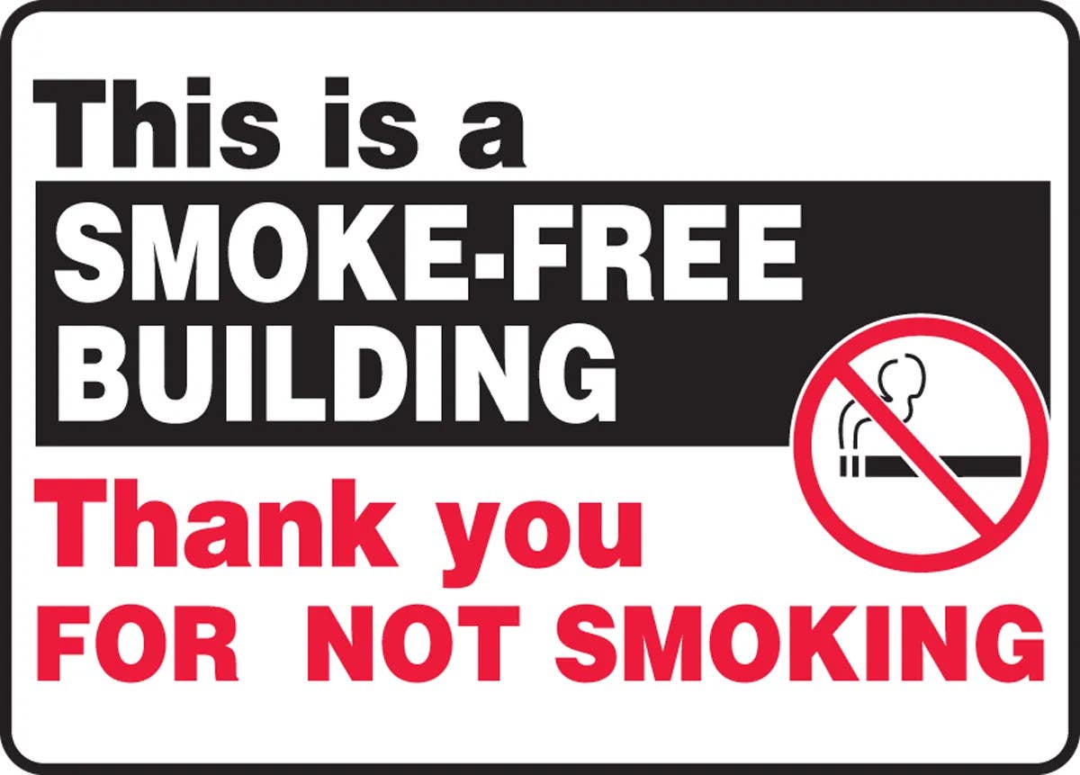 AccuformNMC MSMK9 Smoking Control Sign, This Is A Smoke-Free Building, Thank You For Not Smoking