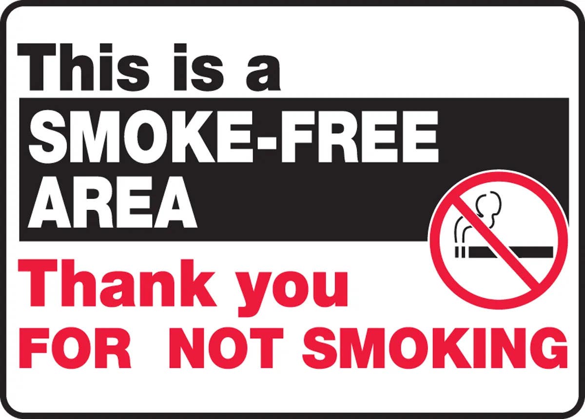 AccuformNMC MSMK912 Smoking Control Sign, This Is A Smoke-Free Area, Thank You For Not Smoking, 10" H x 14" W