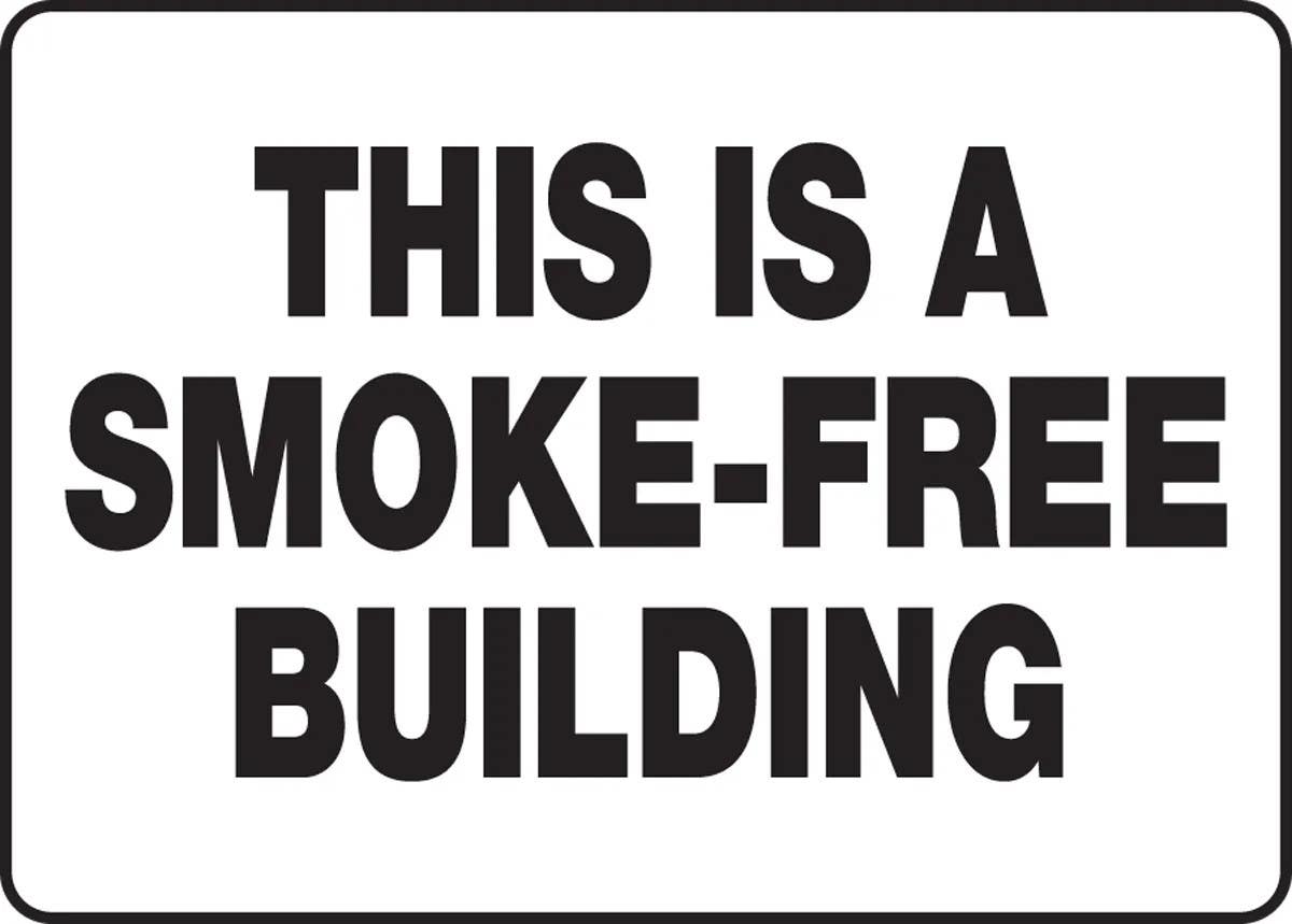 AccuformNMC MSMK915 Smoking Control Sign, This Is A Smoke-Free Building, 10" H x 14" W