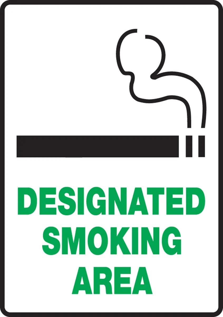 AccuformNMC MSMK920 Safety Sign, Designated Smoking Area, 10" H x 7" W