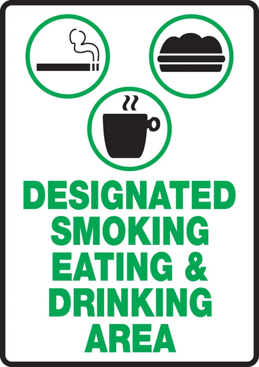 AccuformNMC MSMK921 Safety Sign, Designated Smoking Eating & Drinking Area, 10" H x 7" W