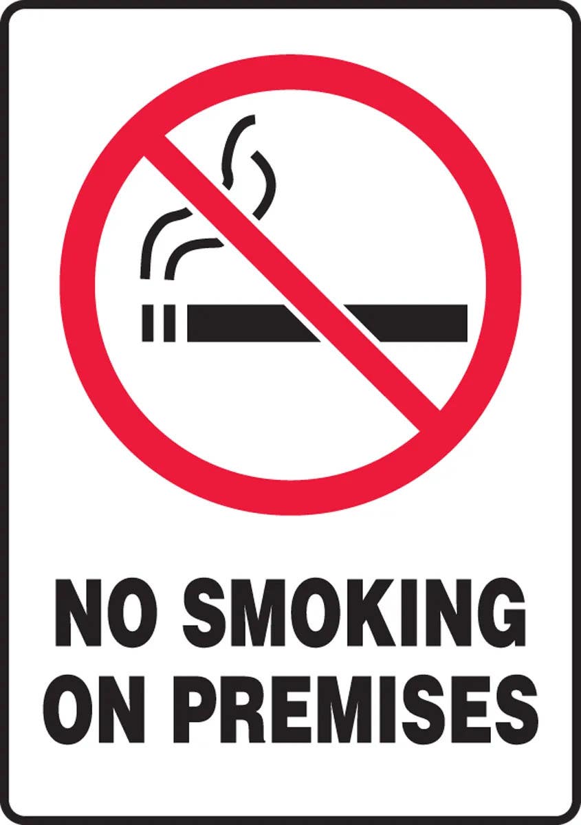 AccuformNMC MSMK924 Smoking Control Sign, No Smoking On Premises, 10" H x 7" W