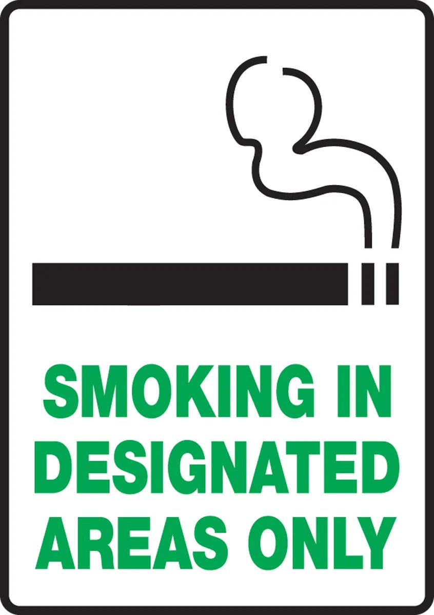 AccuformNMC MSMK931 Safety Sign, Smoking In Designated Areas Only, 10" H x 7" W