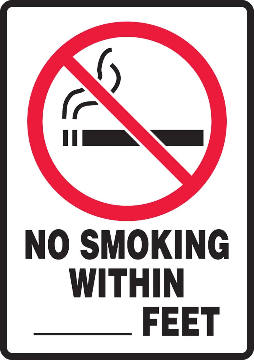 AccuformNMC MSMK937 Smoking Control Sign, No Smoking Within __ Feet, 10" H x 7" W