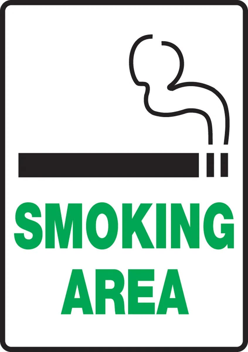 AccuformNMC MSMK938 Safety Sign, Smoking Area, 10" H x 7" W