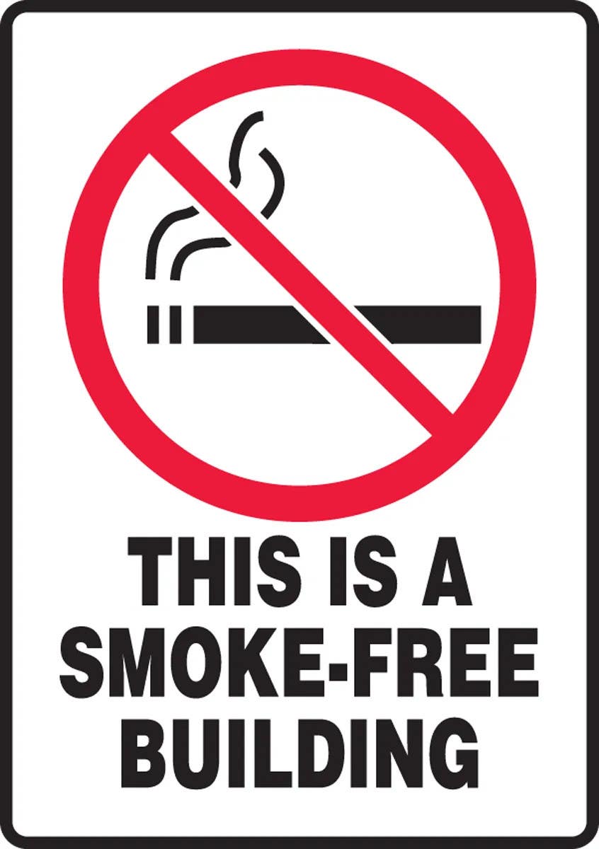 AccuformNMC MSMK941 No Smoking Sign, This Is A Smoke-Free Building, 10" H x 7" W