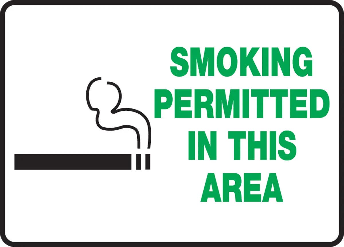 AccuformNMC MSMK947 Safety Sign, Smoking Permitted In This Area, 10" H x 14" W