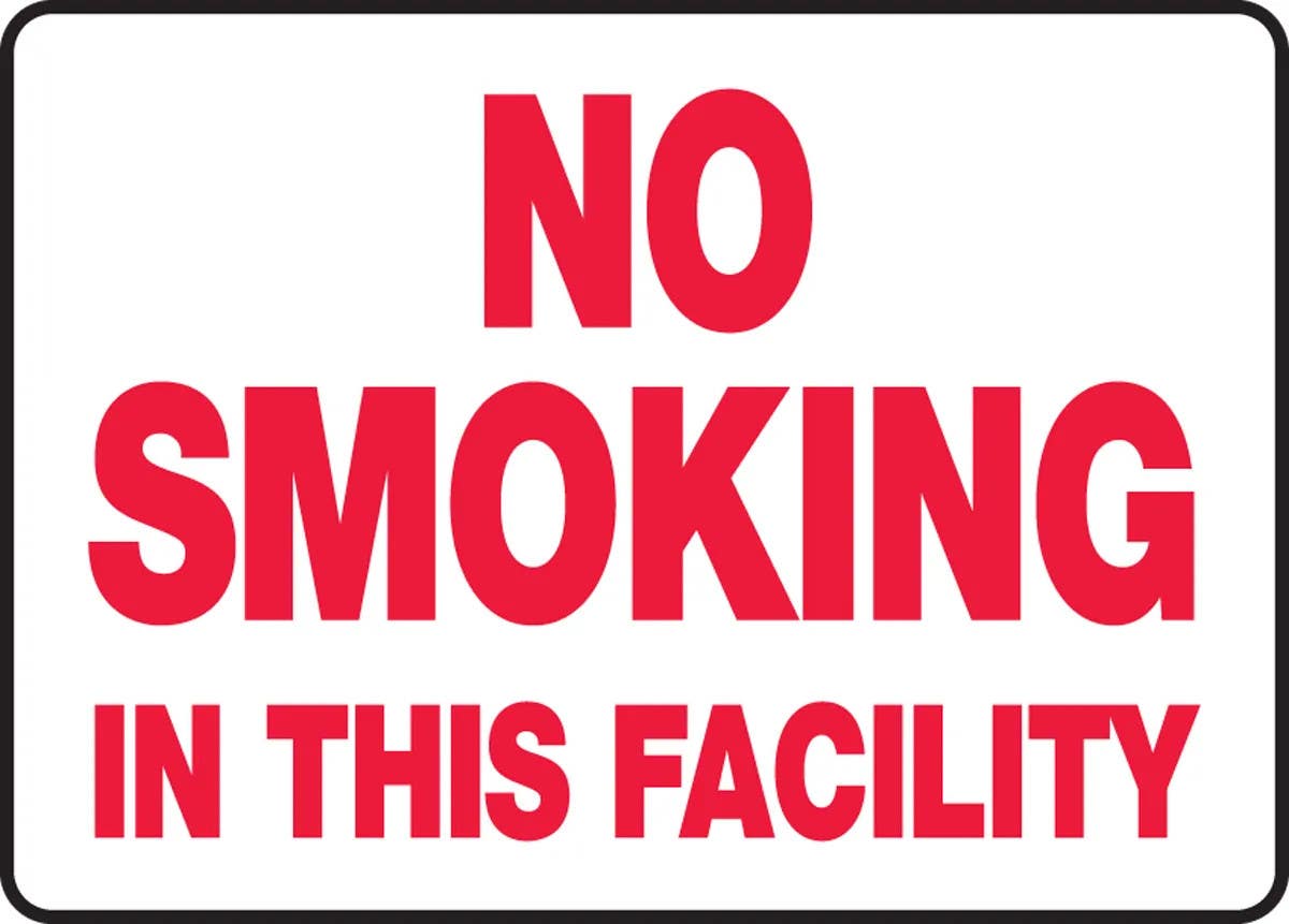 AccuformNMC MSMK954 Smoking Control Sign, No Smoking In This Facility, 10" H x 14" W