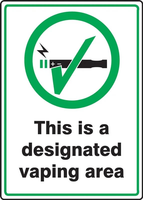AccuformNMC MSMK964 Designated Smoking Area Sign, This Is A Designated Vaping Area, 10" H x 7" W