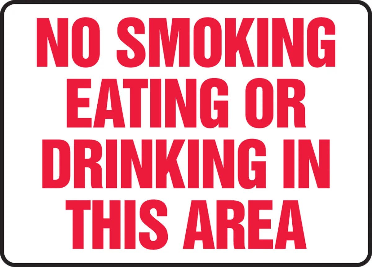 AccuformNMC MSMK970 Safety Sign, No Smoking Eating Or Drinking In This Area, 10" H x 14" W