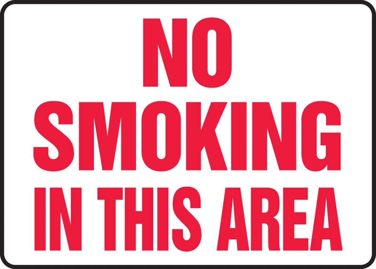 AccuformNMC MSMK972 Smoking Control Sign, No Smoking In This Area, 10" H x 14" W