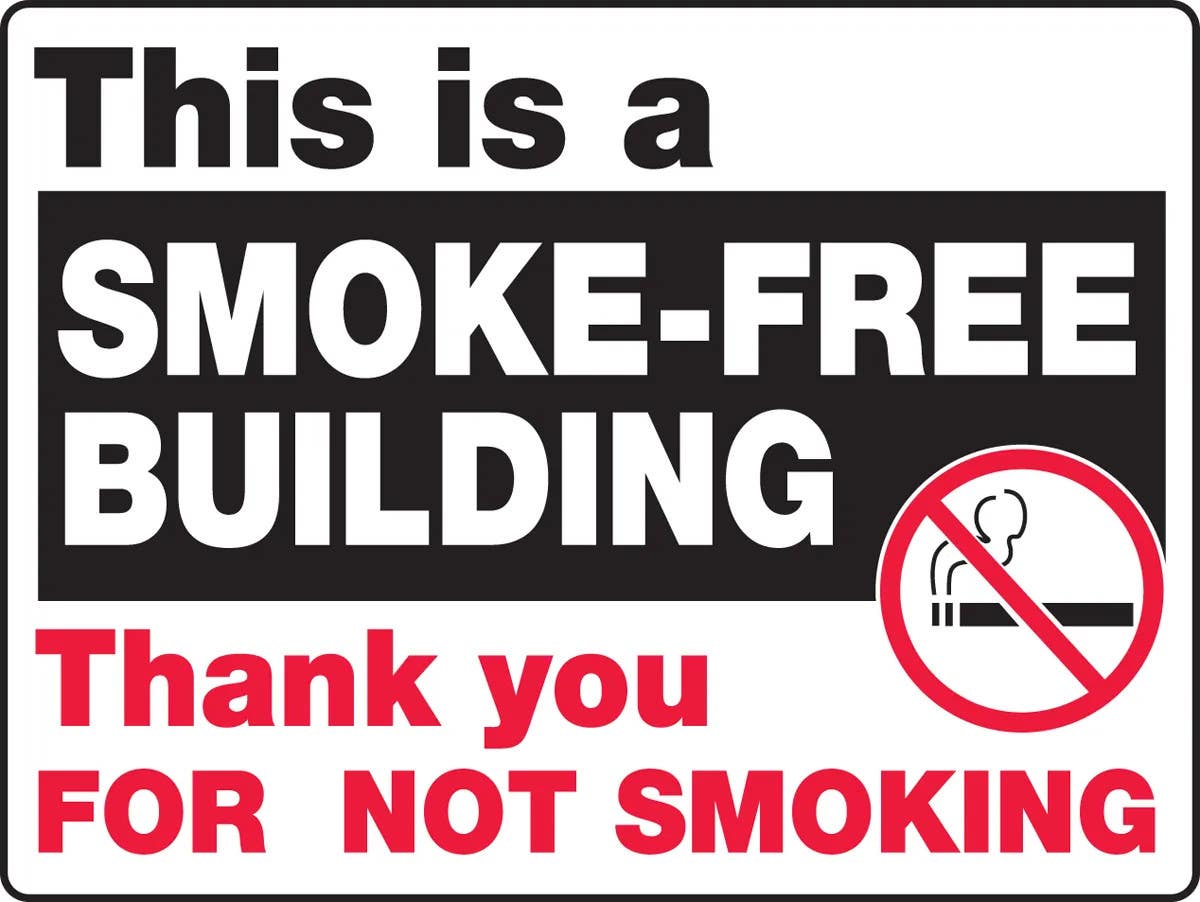 AccuformNMC MSMK973 Big Safety Sign, This Is A Smoke-Free Building, Thank You For Not Smoking, 24" H x 36" W