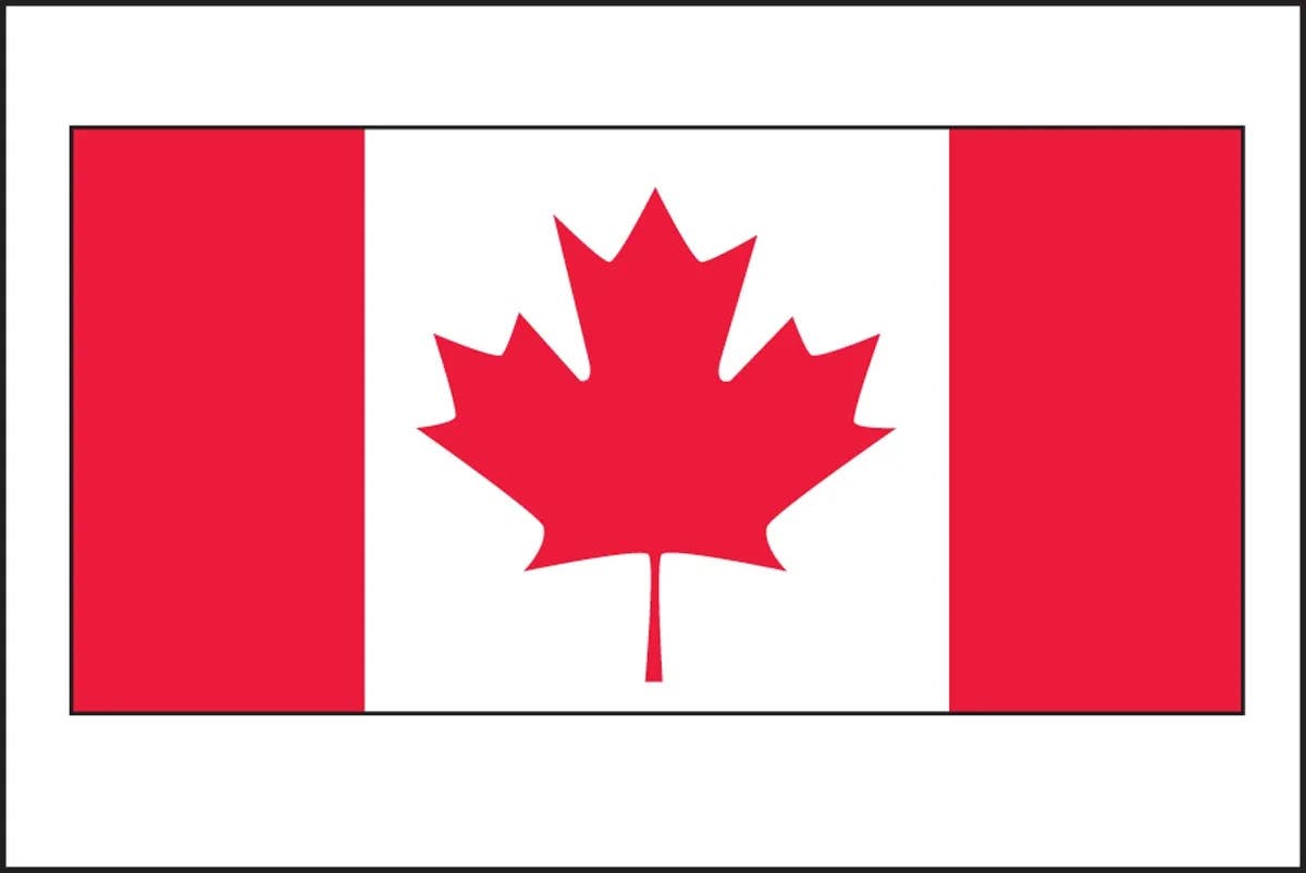AccuformNMC MSN246 Shipping Label, Canadian Flag, Adhesive Coated Paper, 500/Roll, 2" H x 3" W