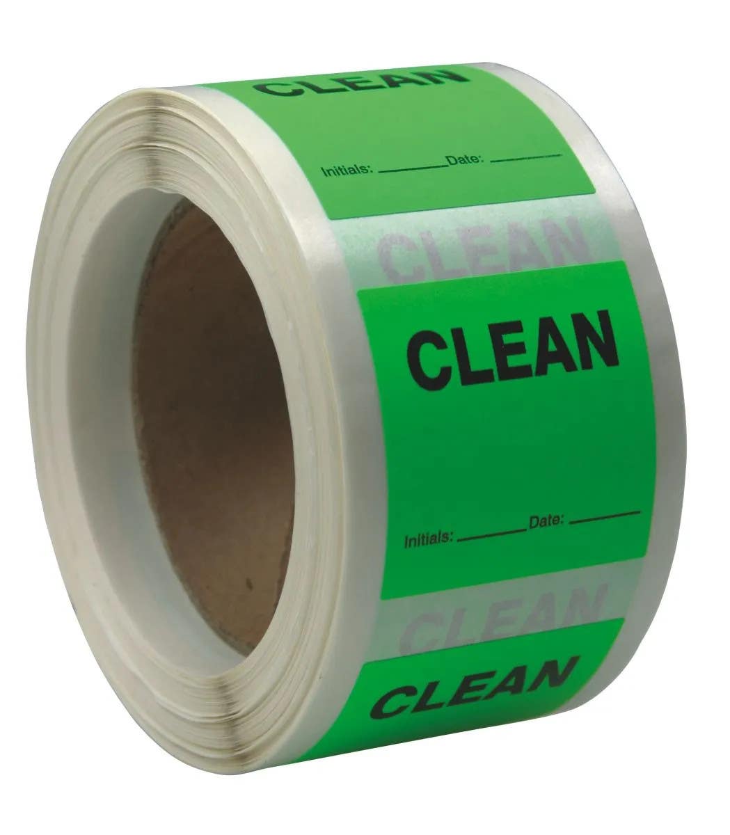 AccuformNMC MSN30 Cleaning Label, Clean, Initials, Date, 500/Rl