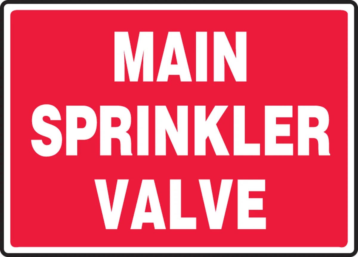 AccuformNMC MSPK502 Fire Safety Sign, Main Sprinkler Valve, 10" H x 14" W
