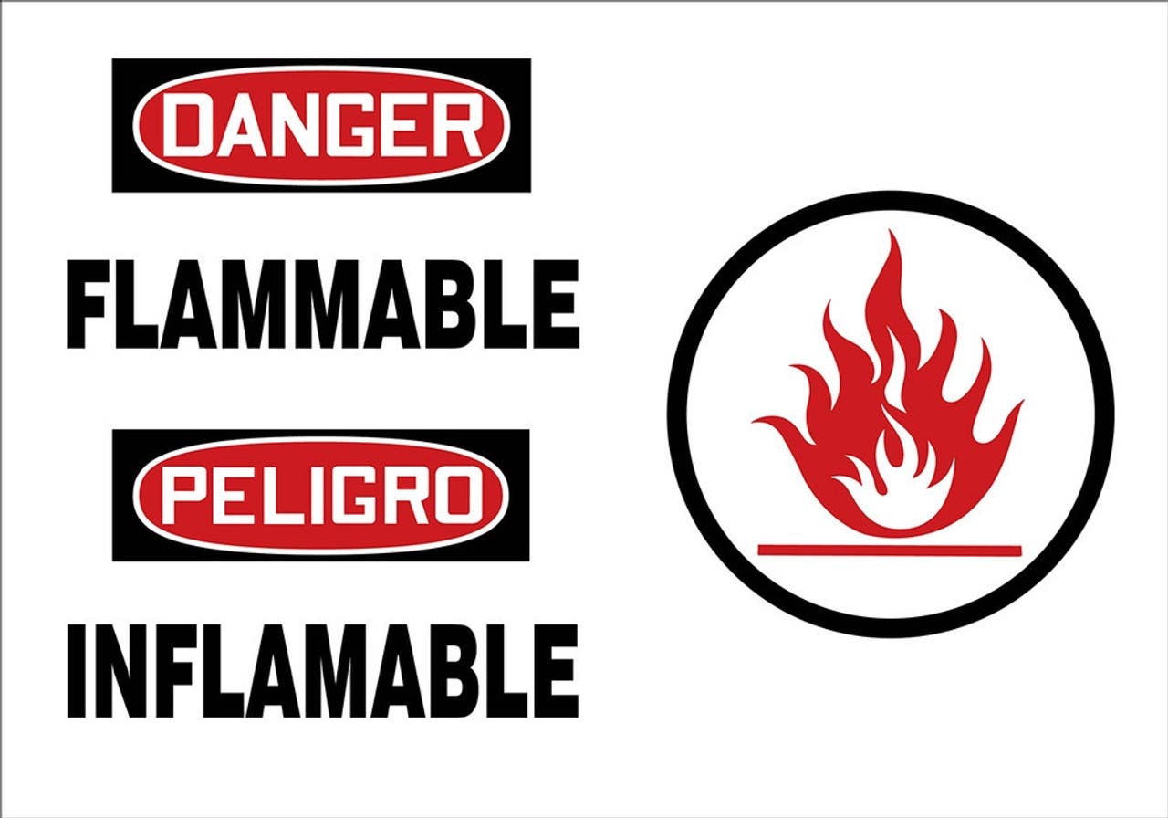 AccuformNMC MSPS025 Bilingual OSHA Danger Sign, Flammable, 7" H x 10" W