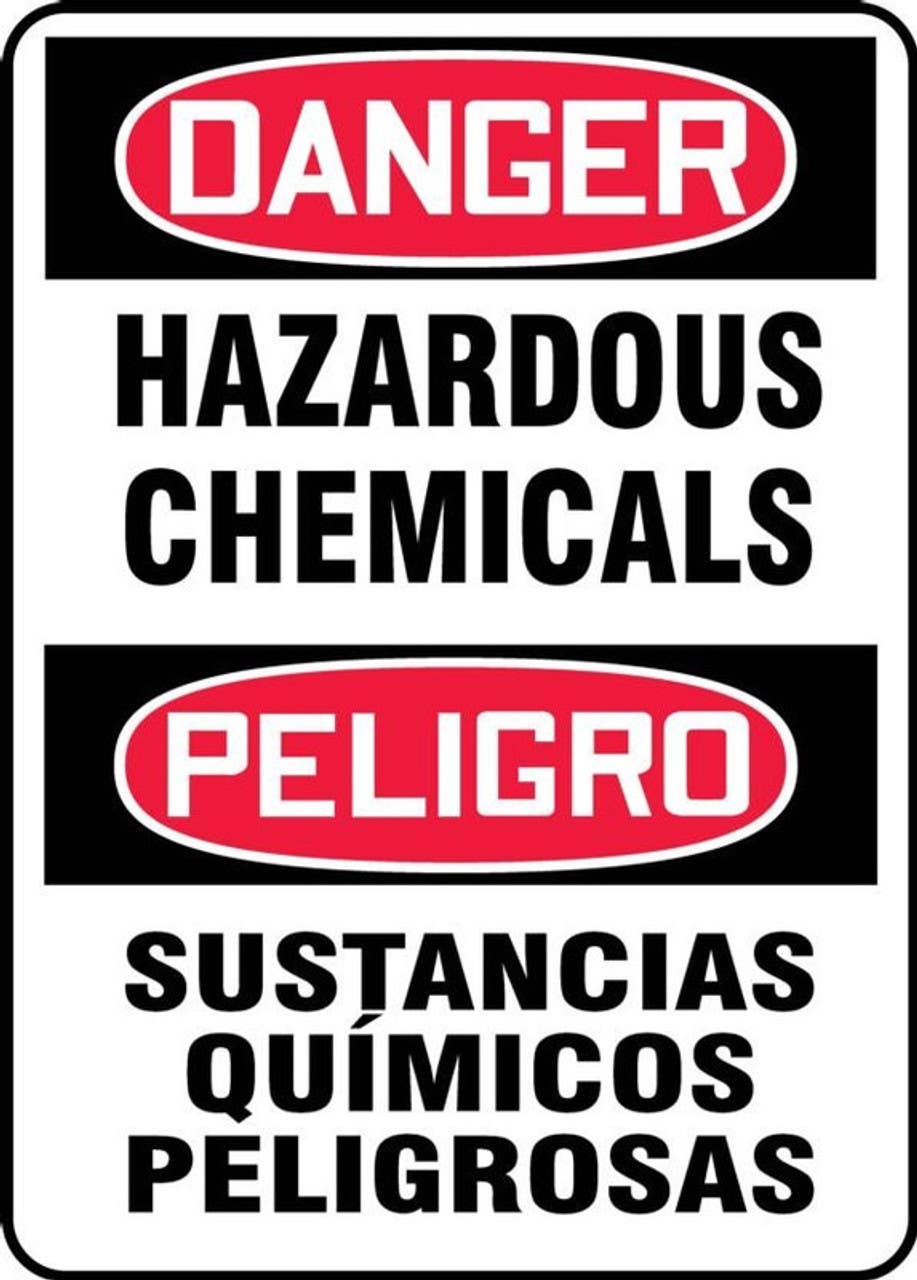 AccuformNMC MSPS034 Bilingual OSHA Danger Sign, Hazardous Chemicals, 14" H x 10" W