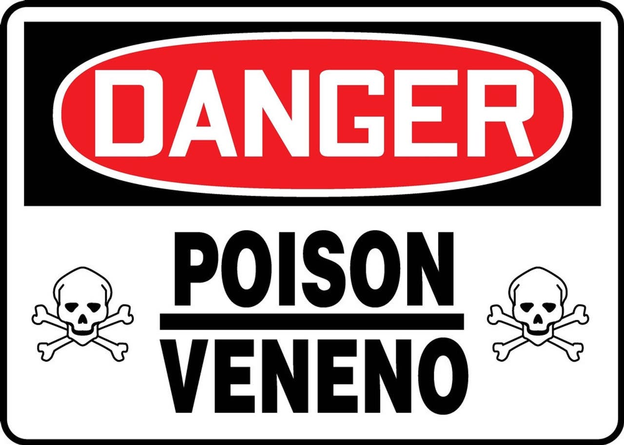 AccuformNMC MSPS080 Bilingual OSHA Danger Sign, Poison, 10" H x 14" W