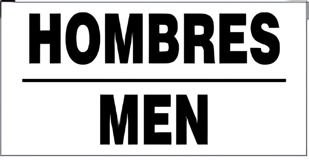 AccuformNMC MSPS531 Bilingual Safety Sign, Hombres/Men, 4" H x 8" W
