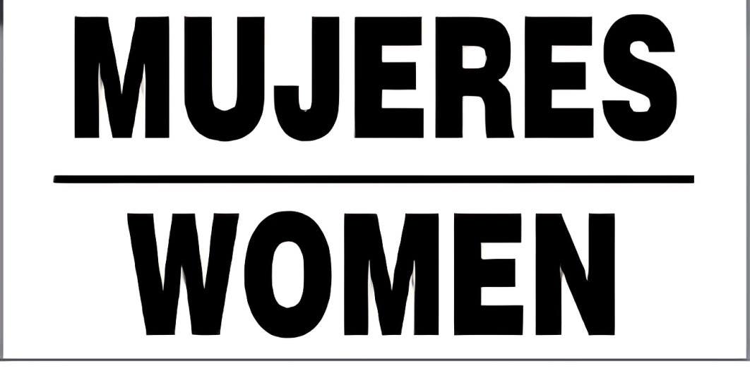 AccuformNMC MSPS533 Bilingual Safety Sign, Mujeres/Women, 4" H x 8" W