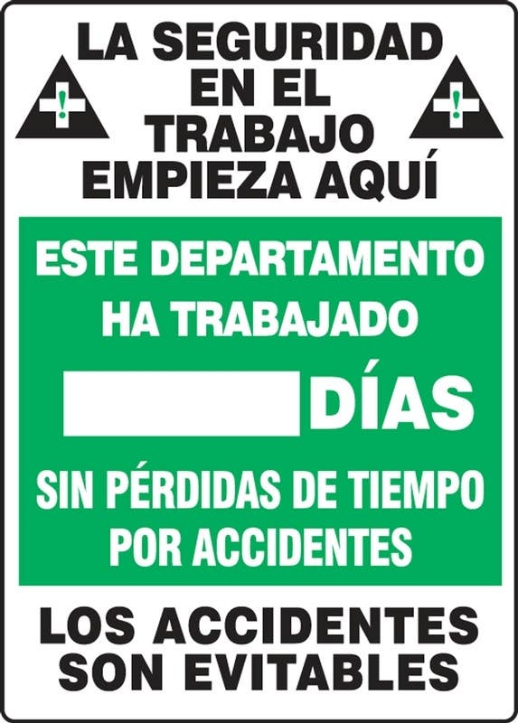 AccuformNMC MSR Write-A-Day Scoreboards, This Department Has Worked _ Days Without A Lost Time Accident