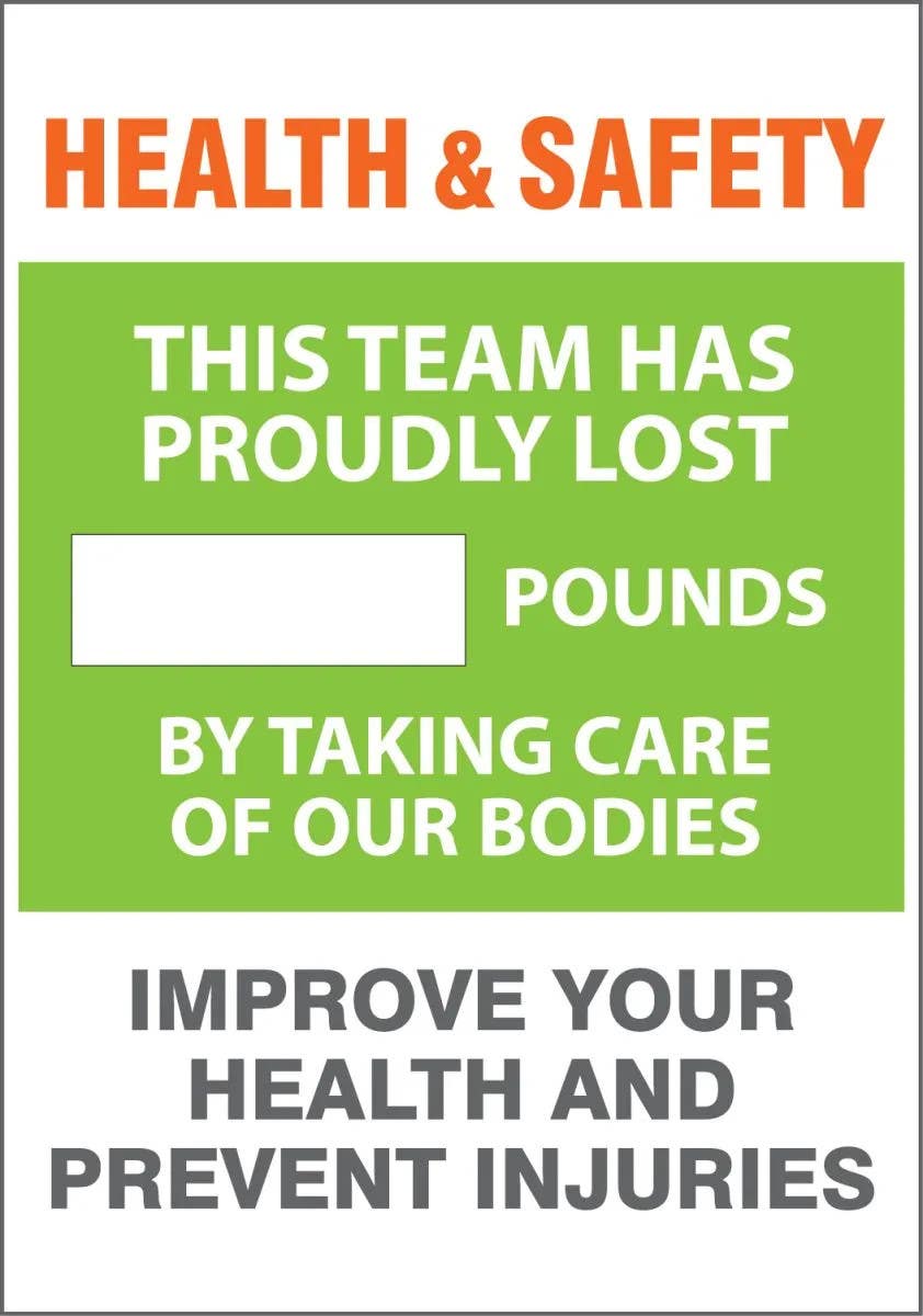 AccuformNMC MSR818 Workhealthy, Safety Sign, Health & Safety Weight Loss Scoreboard, 20" H x 14" W