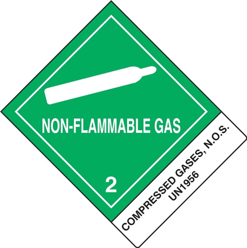 AccuformNMC MSS2 DOT Shipping Label, Hazard Class 2, Non-Flammable Gas W/ ID Tab, Adhesive Coated Paper, 500/Roll
